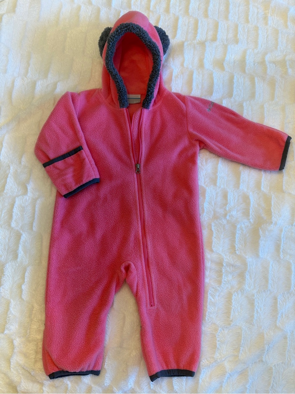 Columbia Pink Fleece Baby 6-12 Months One-Piece Coat with Hood